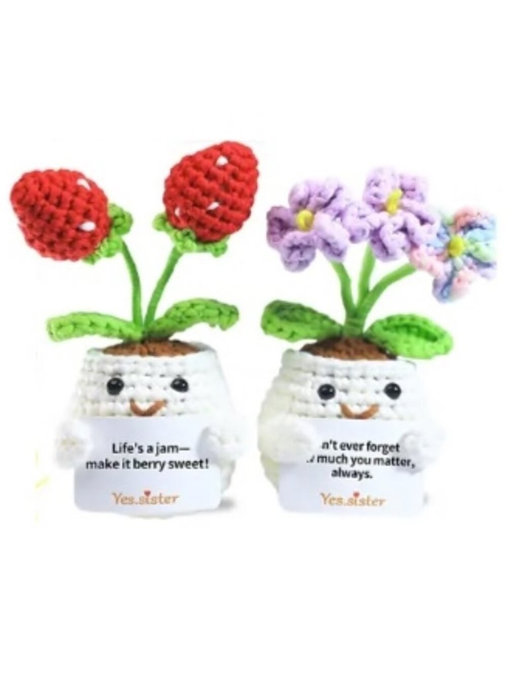 Emotional Support Amigurumi Strawberry Flowers Crochet Kit DIY 5-inch Mini Craft